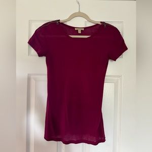Burberry purple/plum t-shirt with zipper details.